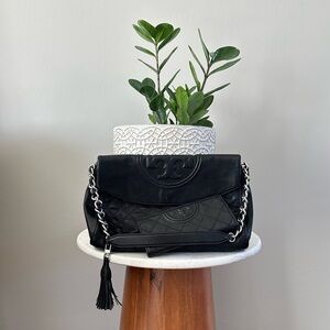 Tory Burch Fleming Medium Leather Hobo Shoulder Bag & Wallet Set